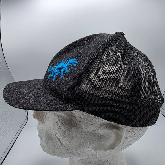 Pacific Headwear 110C Mens OS Black Blue Snapback Trucker Hat Dragon Embroidery - Picture 2 of 9